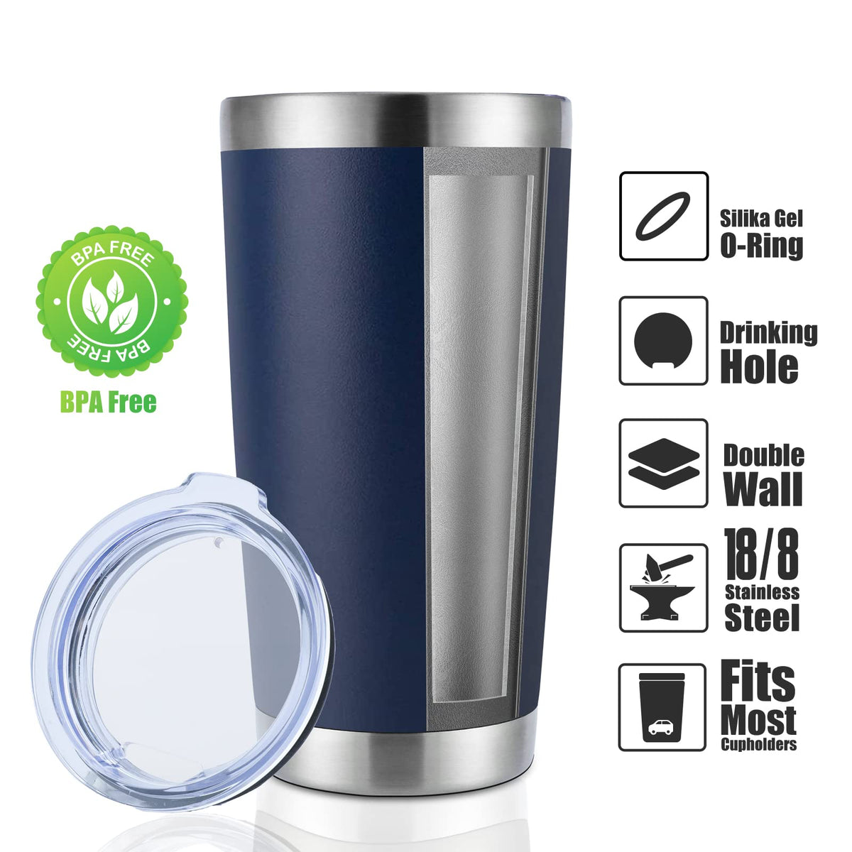 20oz Stainless Steel Tumbler Bulk with Lid (8 Count)