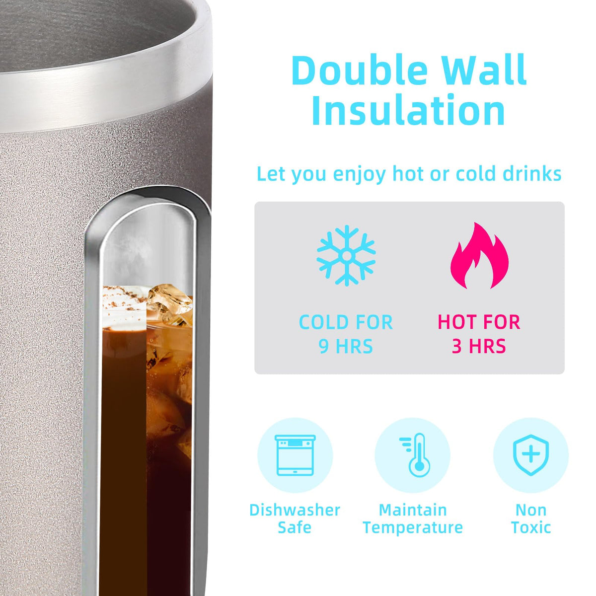 14oz Insulated Stainless Steel Coffee Mug with Lid Bulk 4 Pack (4 Count)