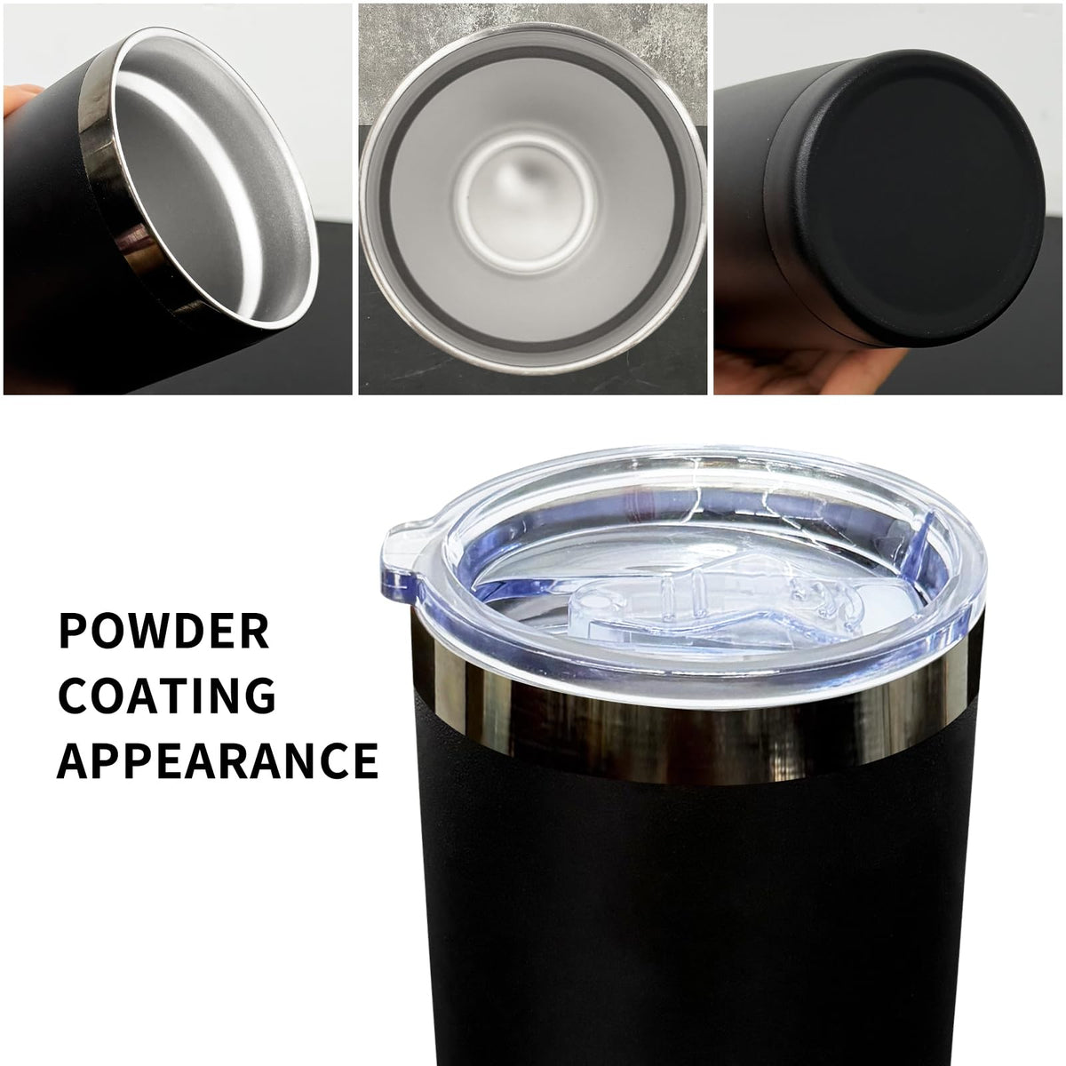 20 oz Insulated Tumblers Bulk With Lid and Straw Black Plated Black (12 Count)