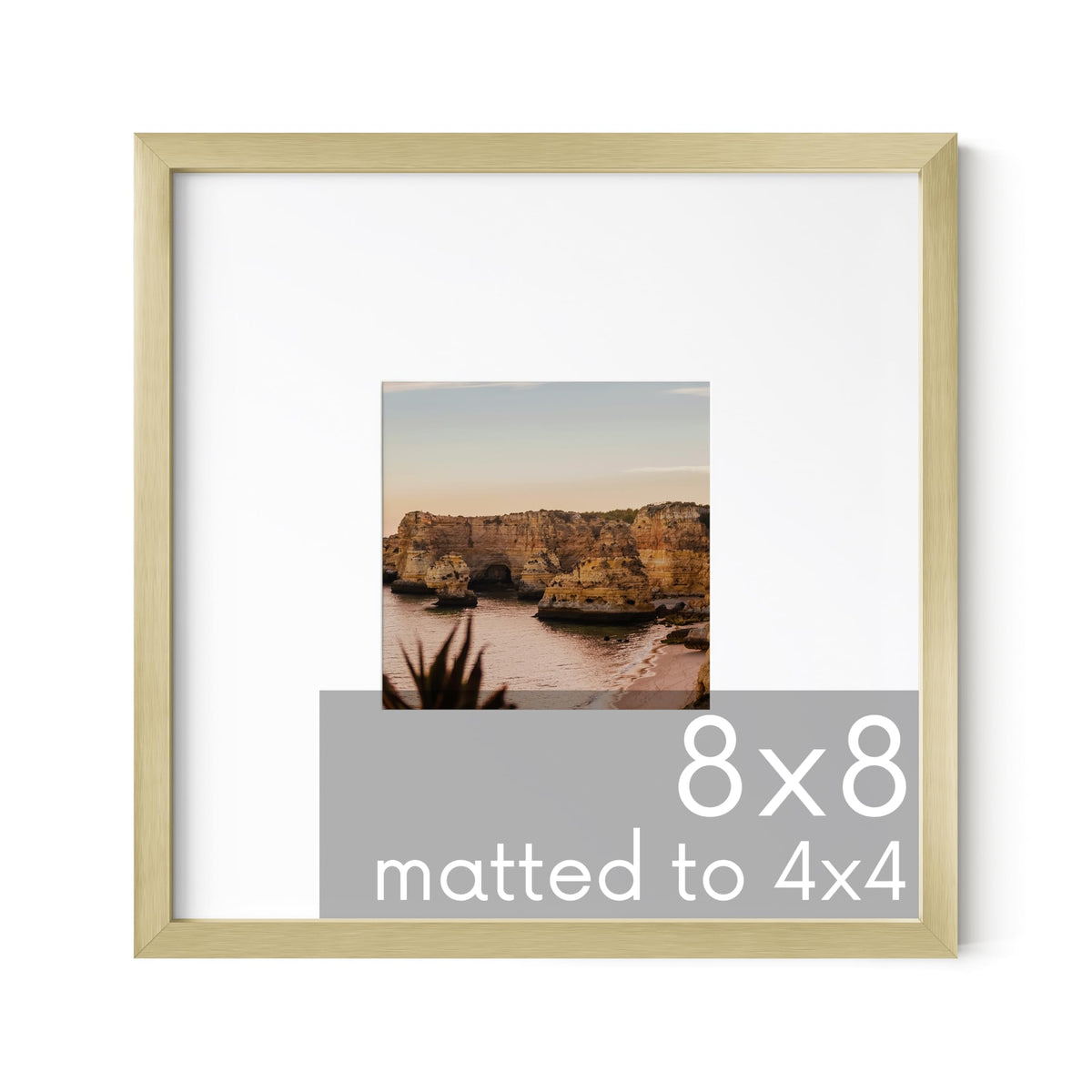 8x8 Gold Metal Picture Frame Matted to 4x4