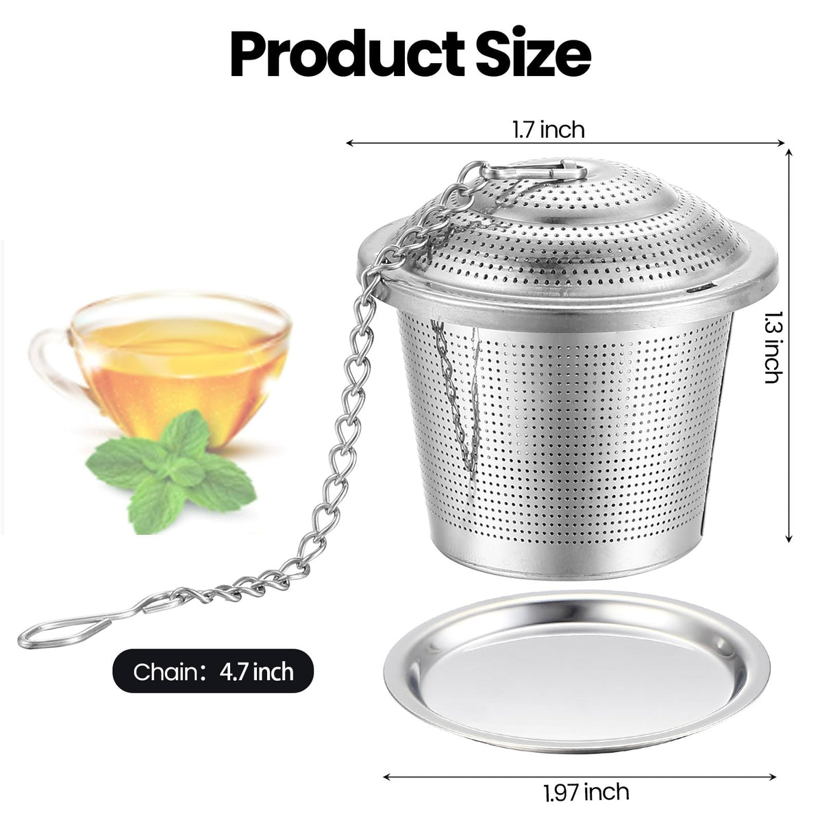 9 Pcs Tea Infuser Stainless Steel Strainer with Chain (9 Count)