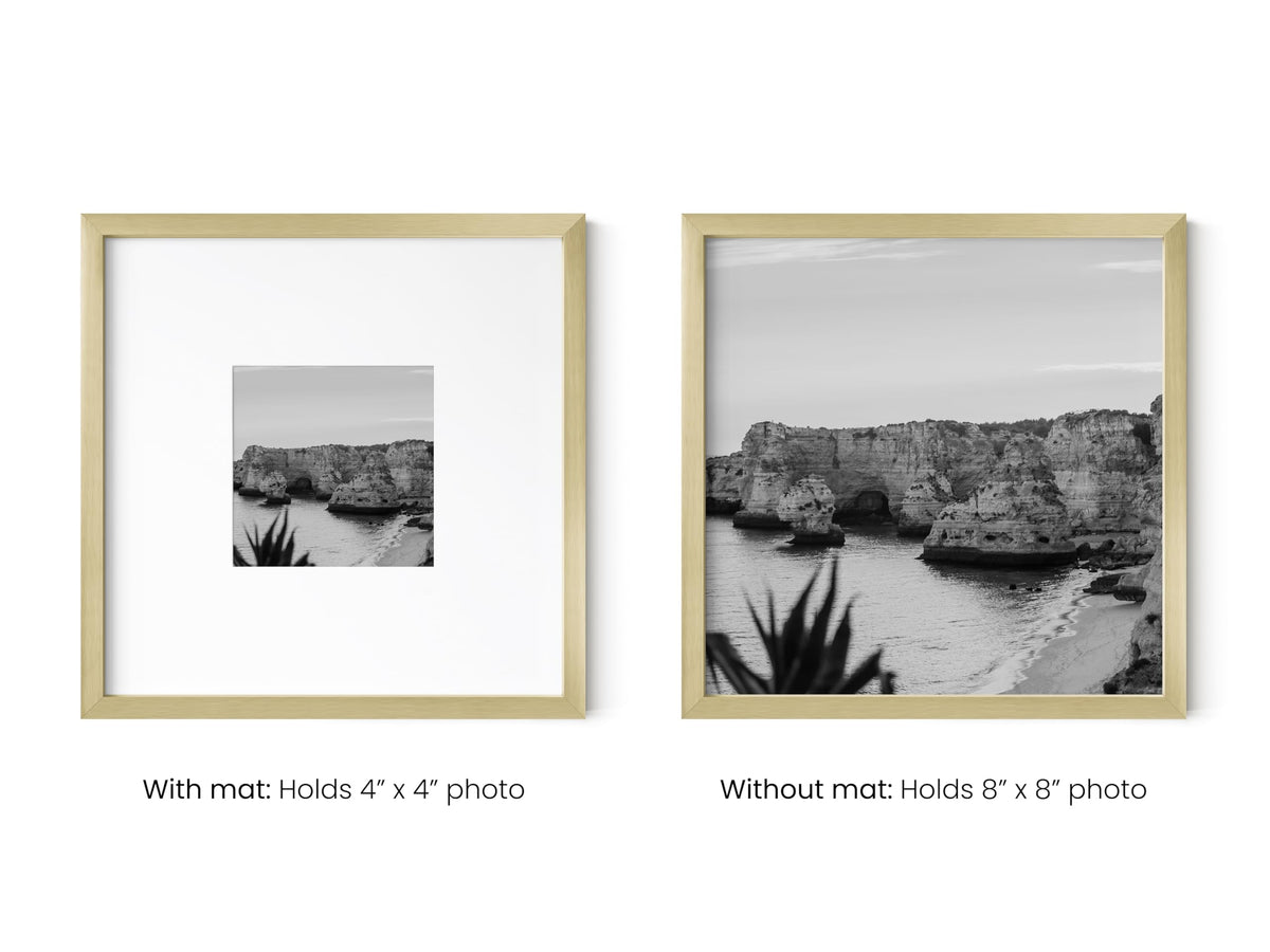 8x8 Gold Metal Picture Frame Matted to 4x4