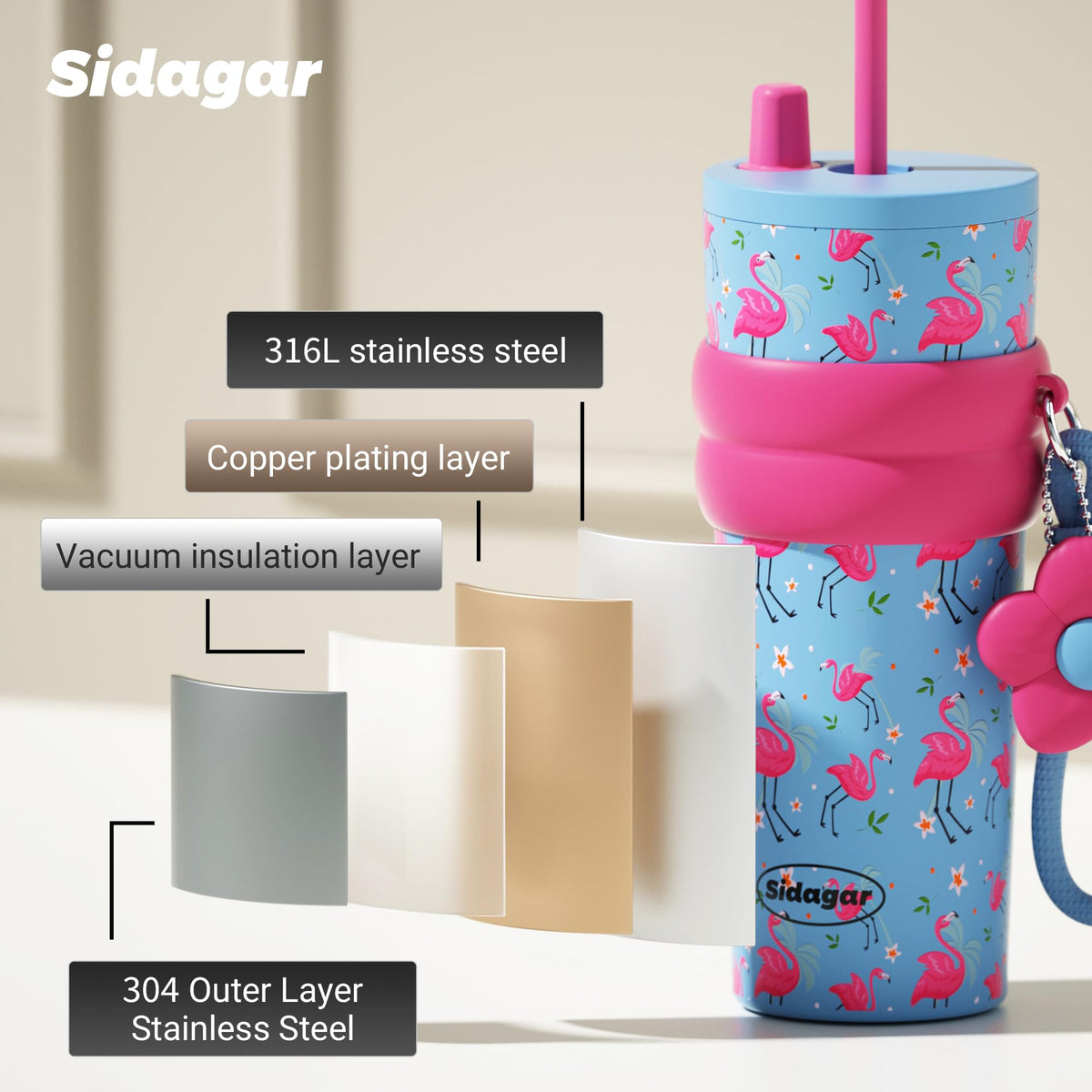 24 oz Stainless Steel Tumbler with Lid and Straw
