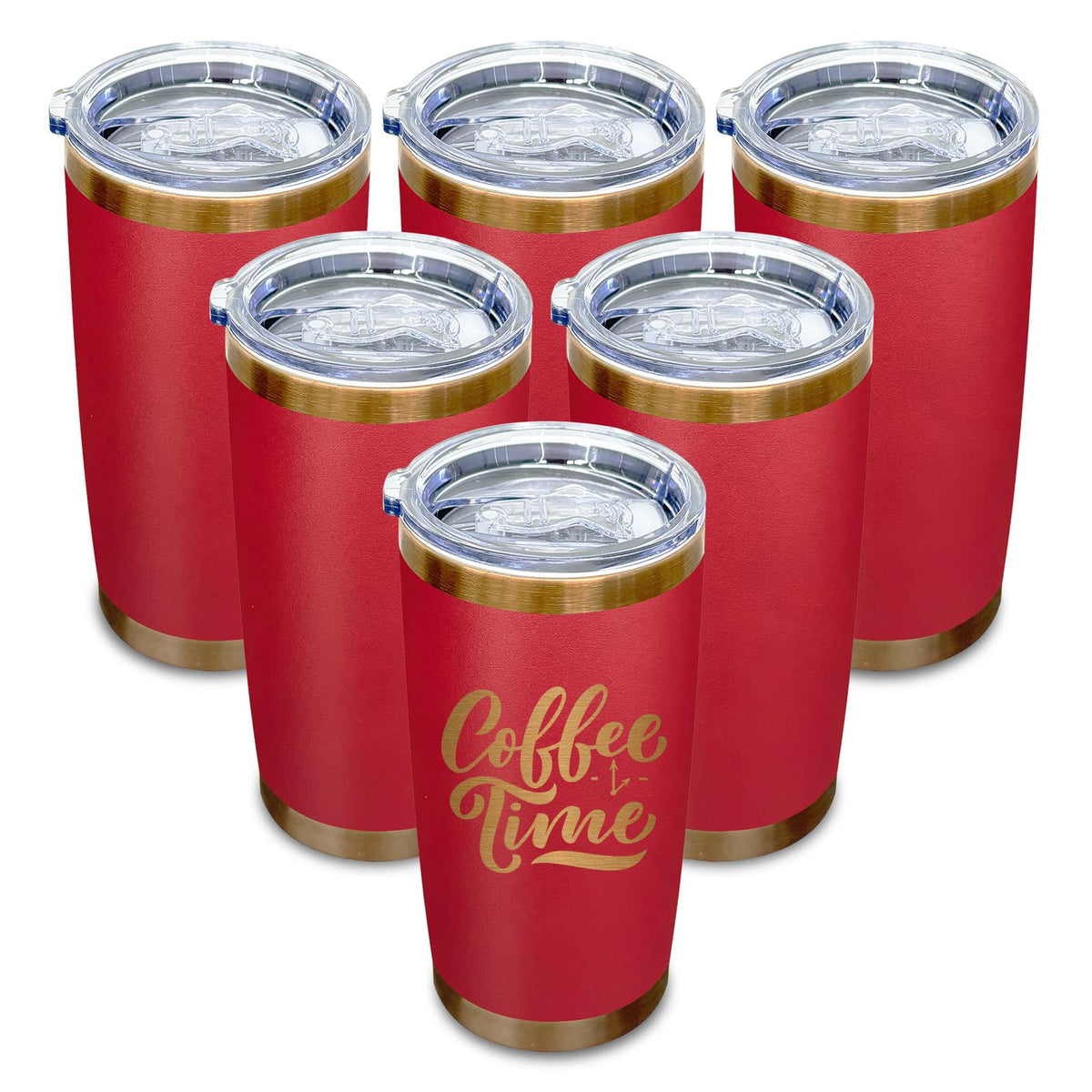 20 oz Insulated Tumblers Bulk With Lid and Straw Red (6 Count)