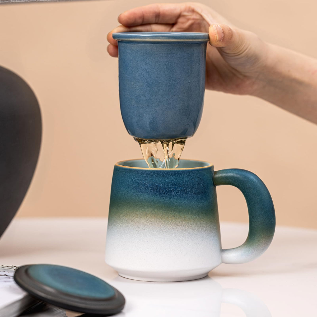 Ceramic Tea Mug with Infuser & Lid