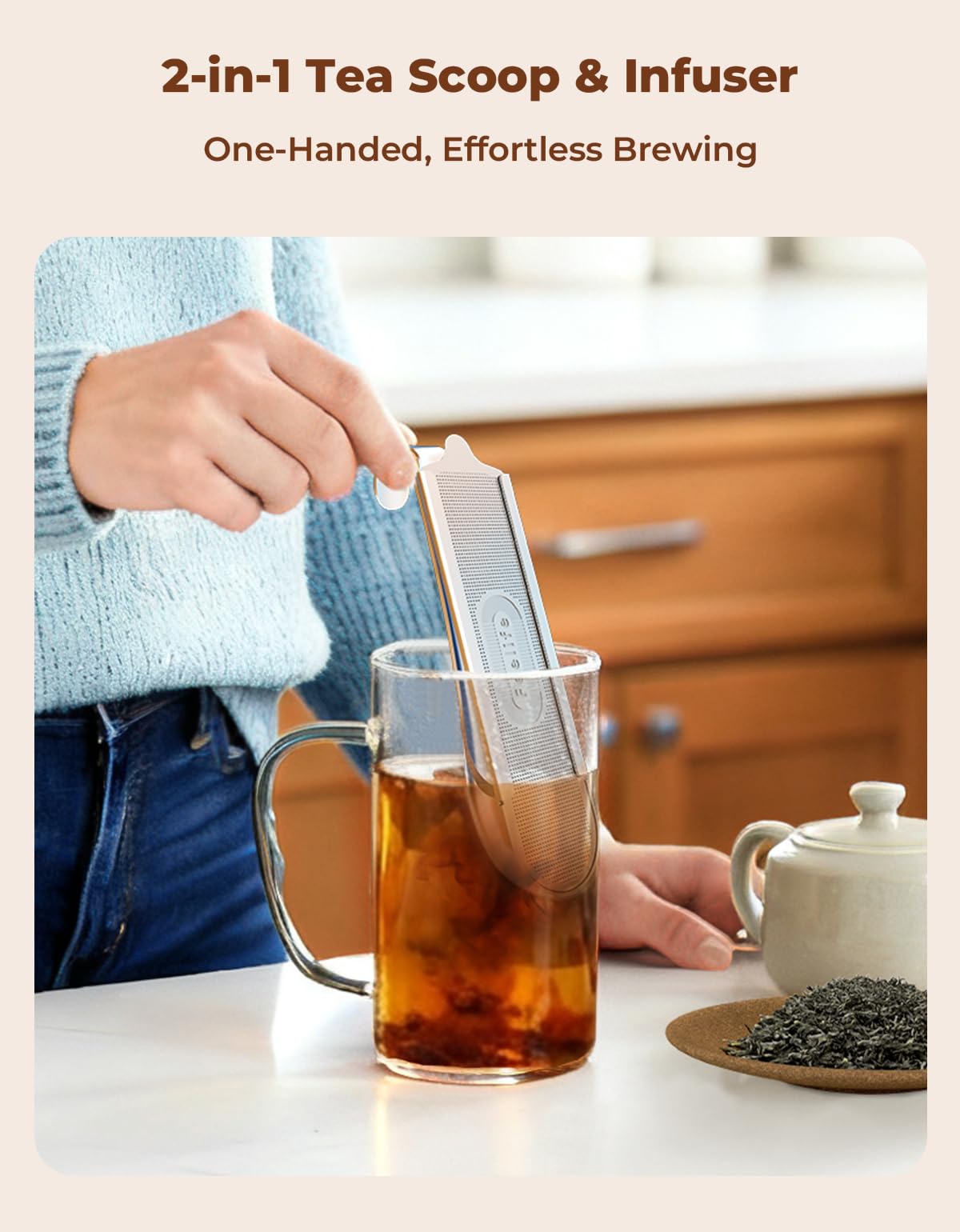 2Pcs 2-in-1 Tea Scoop Infuser for Loose Leaf Tea Strainer Fine Mesh (2 Count)
