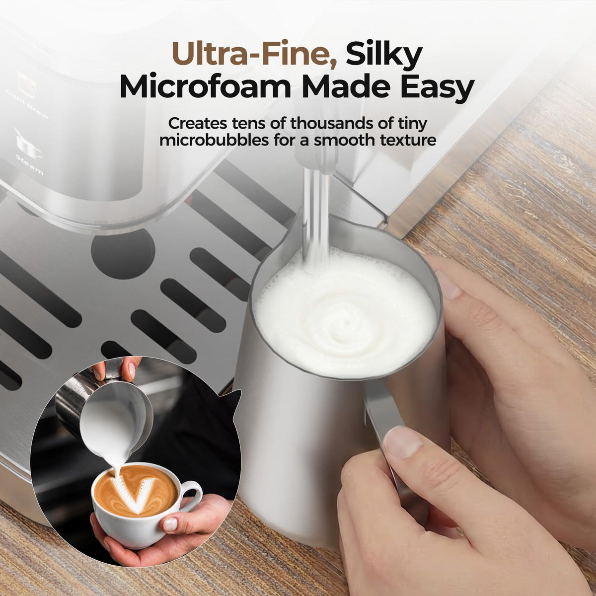 T1A PRO Espresso Machine with Milk Frother