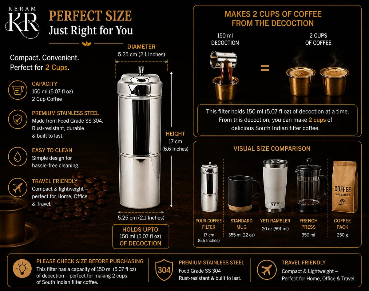 South indian filter coffee maker indian style 5.1 oz (5.07 Fl Oz)