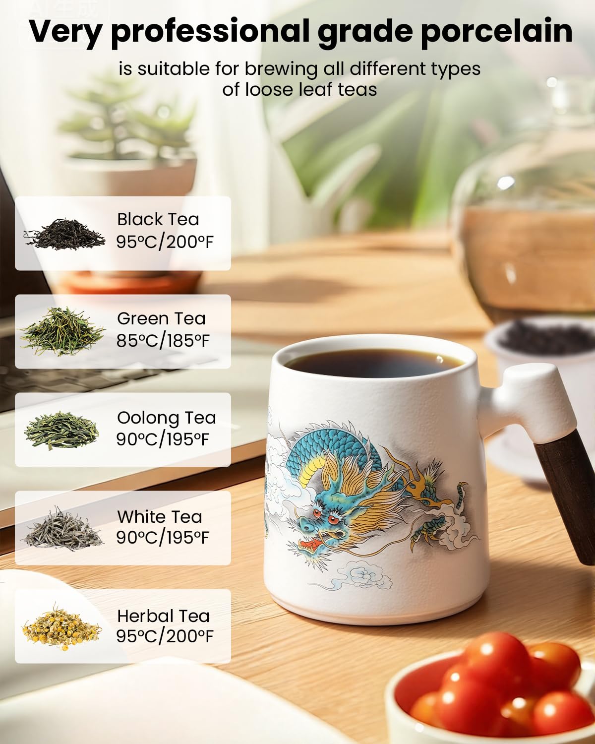 Ceramic Tea Infuser Cup with Lid