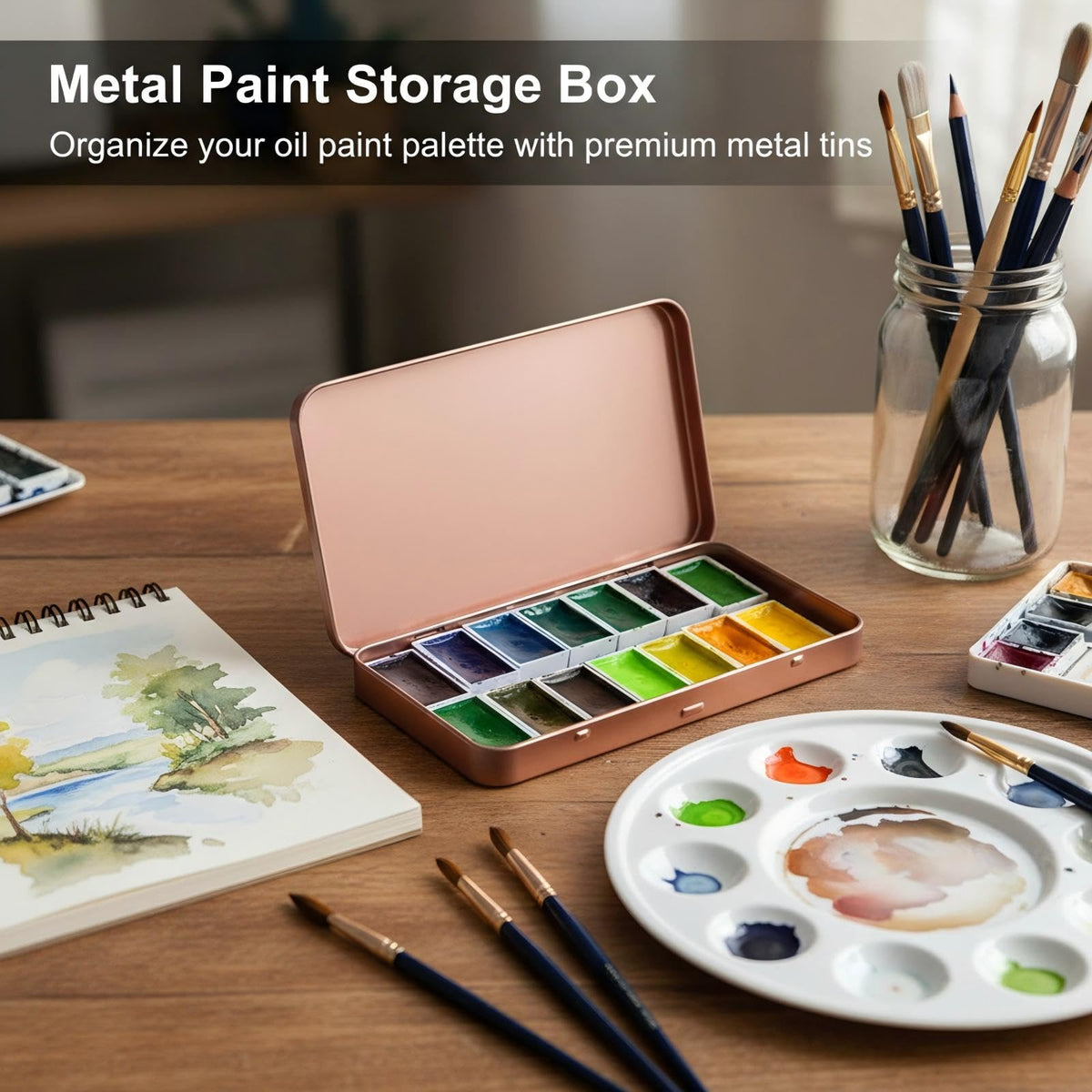 2 Pack Metal Tin Boxes with Hinged Lids (2 Count)