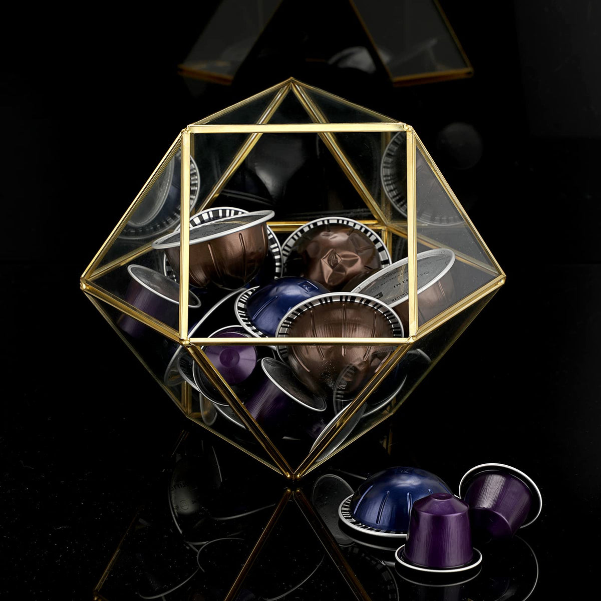 Gold Glass Coffee Pods Holder