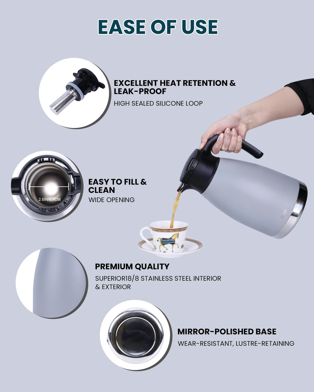 74oz Large Thermal Coffee Carafe with Infuser