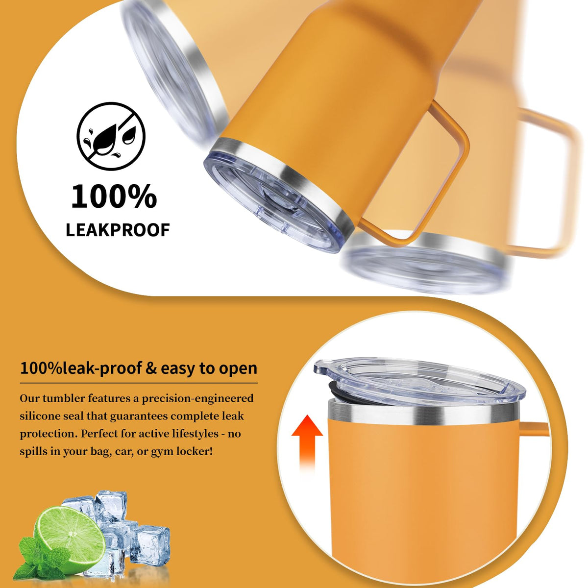 20oz Insulated Tumbler with Handle Stainless Steel Travel Coffee Mug with Lid and Straw Double Wall Vacuum Leak (4 Count)