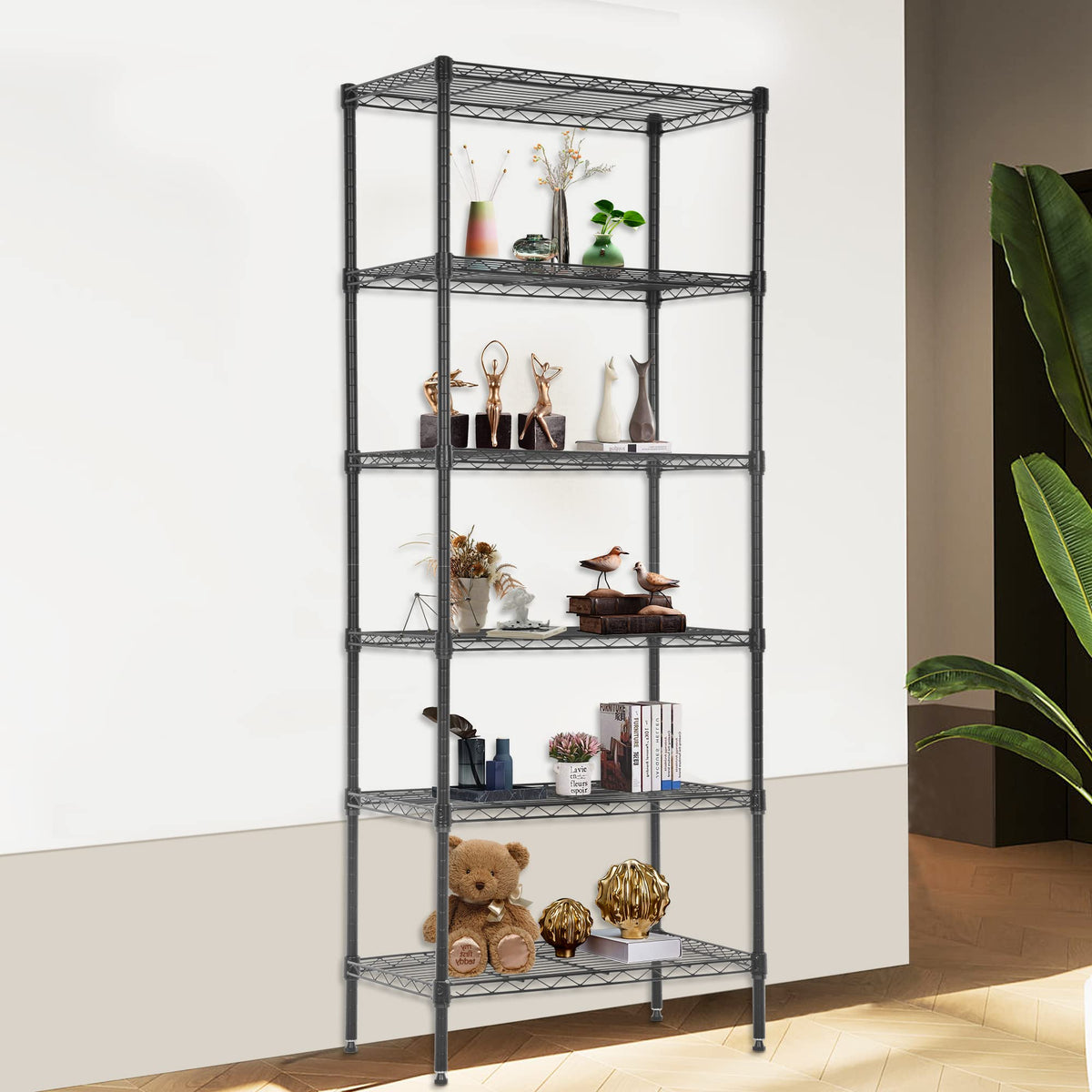 6 Tier Wire Shelving Units Adjustable Metal Storage Rack 23L x 13W x 59H NSF Pantry Shelves Kitchen Organization Shelf for Kitchen Garage Small Places Commercial