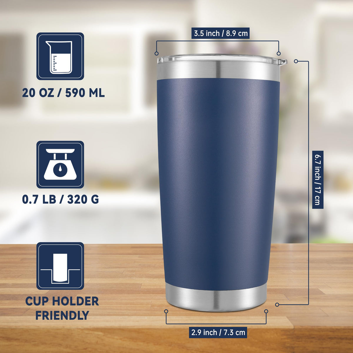 20 oz Tumblers Bulk Stainless Steel Tumbler with Lid Double Wall Vacuum Insulated Coffee Mug 20oz Powder Coated Cup for Hot and Cold Drinks (6 Count)