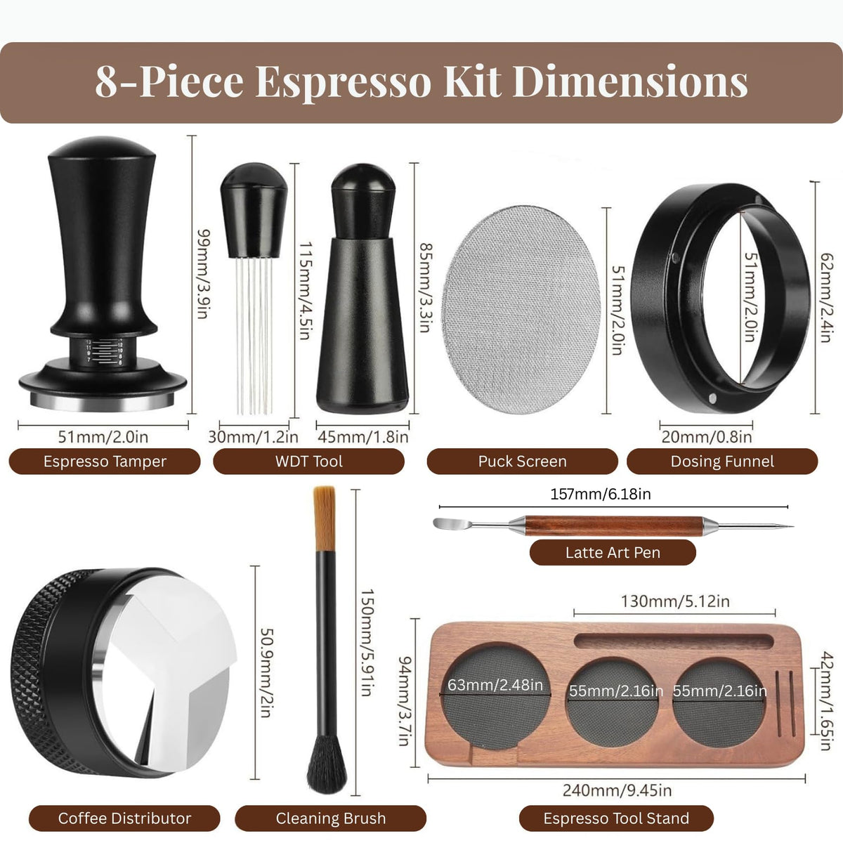 8PCS Espresso Accessories Kit