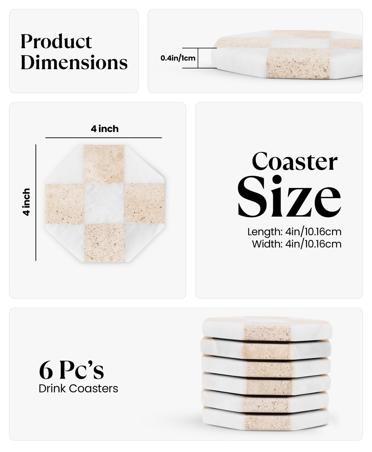 Marble Coasters Set of 6