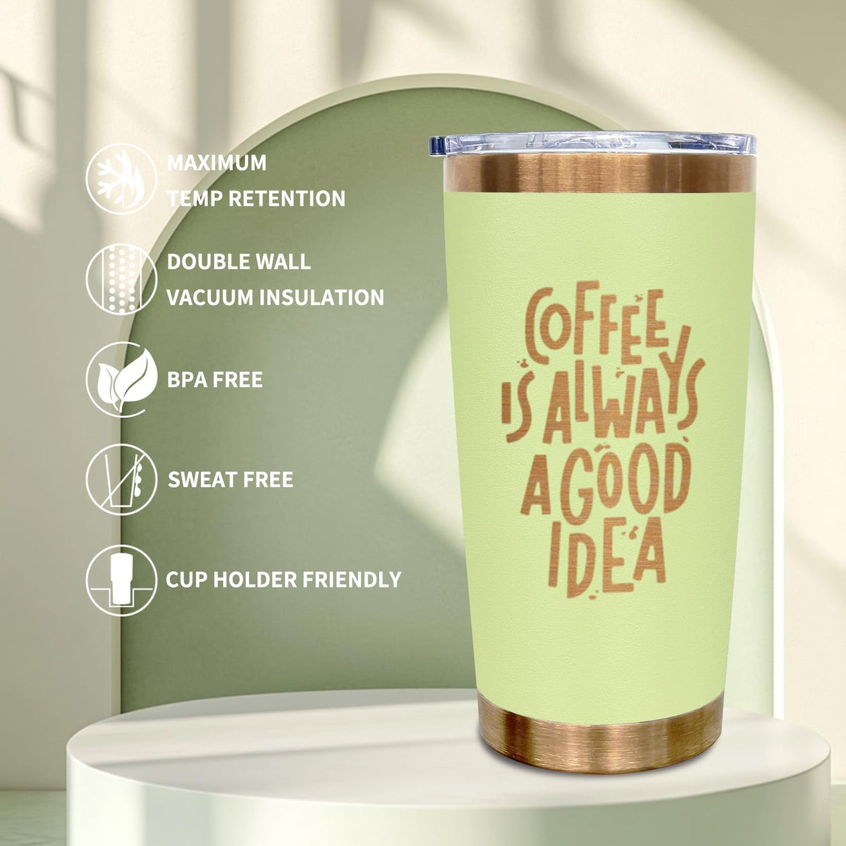 20 oz Insulated Tumbler With Lid and Straw Light Green