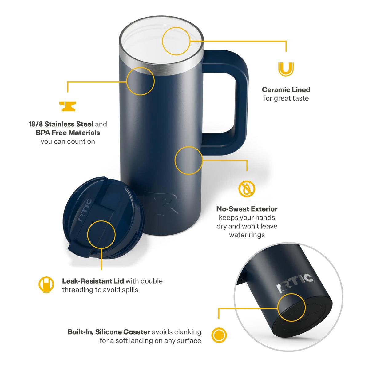 20oz Road Trip Travel Mug with Lid and Handle