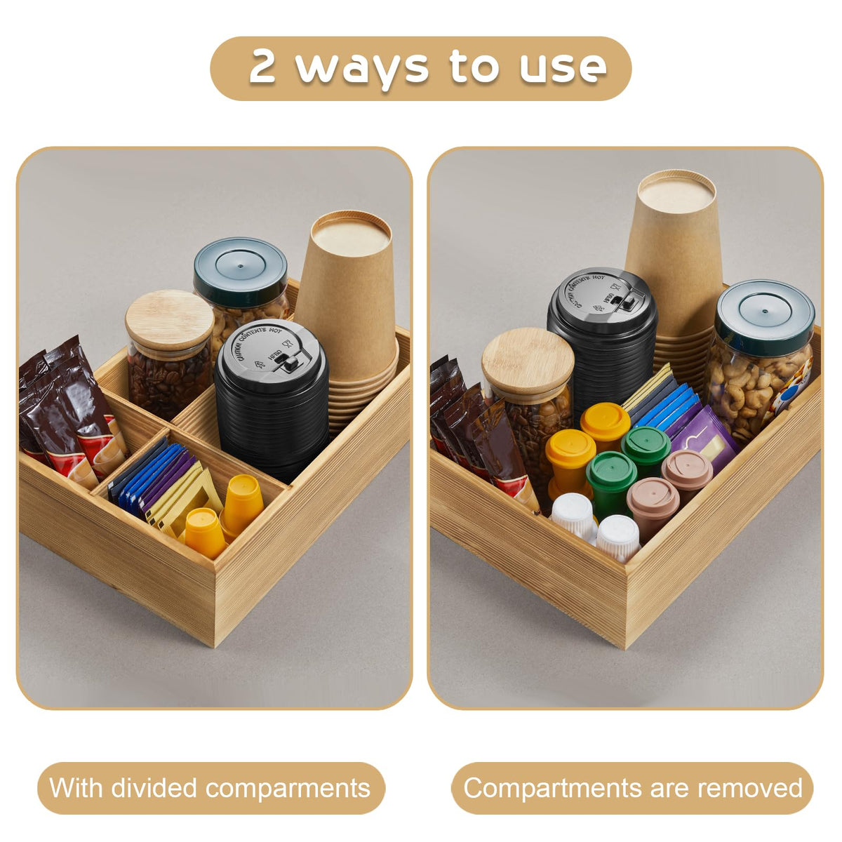 Brown Coffee Station Organizer