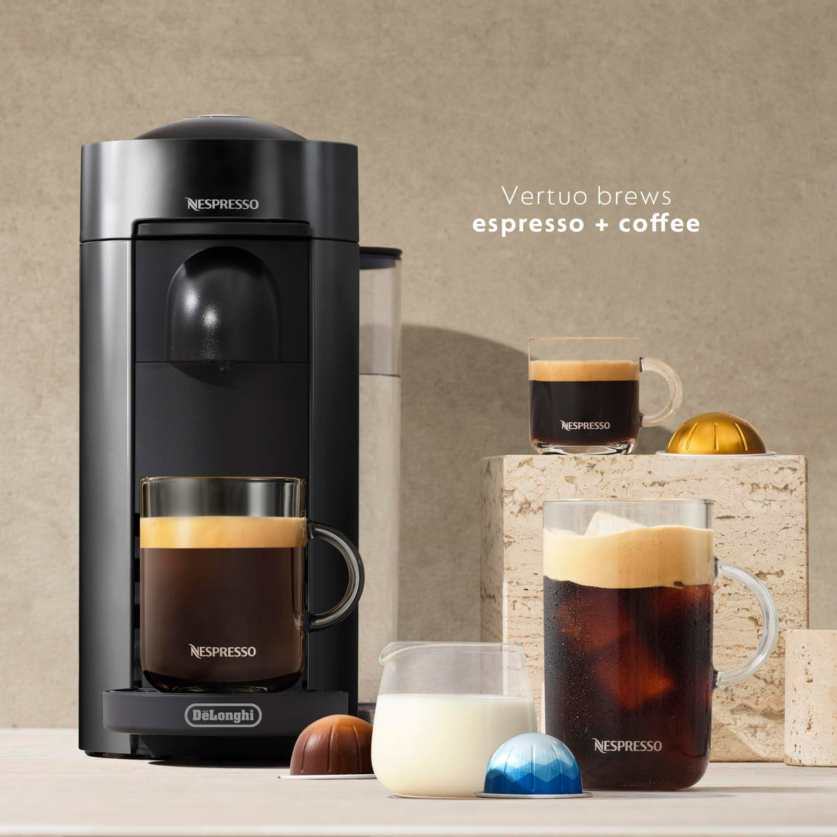 Nespresso VertuoPlus Coffee and Espresso Machine by De'Longhi with Milk Frother
