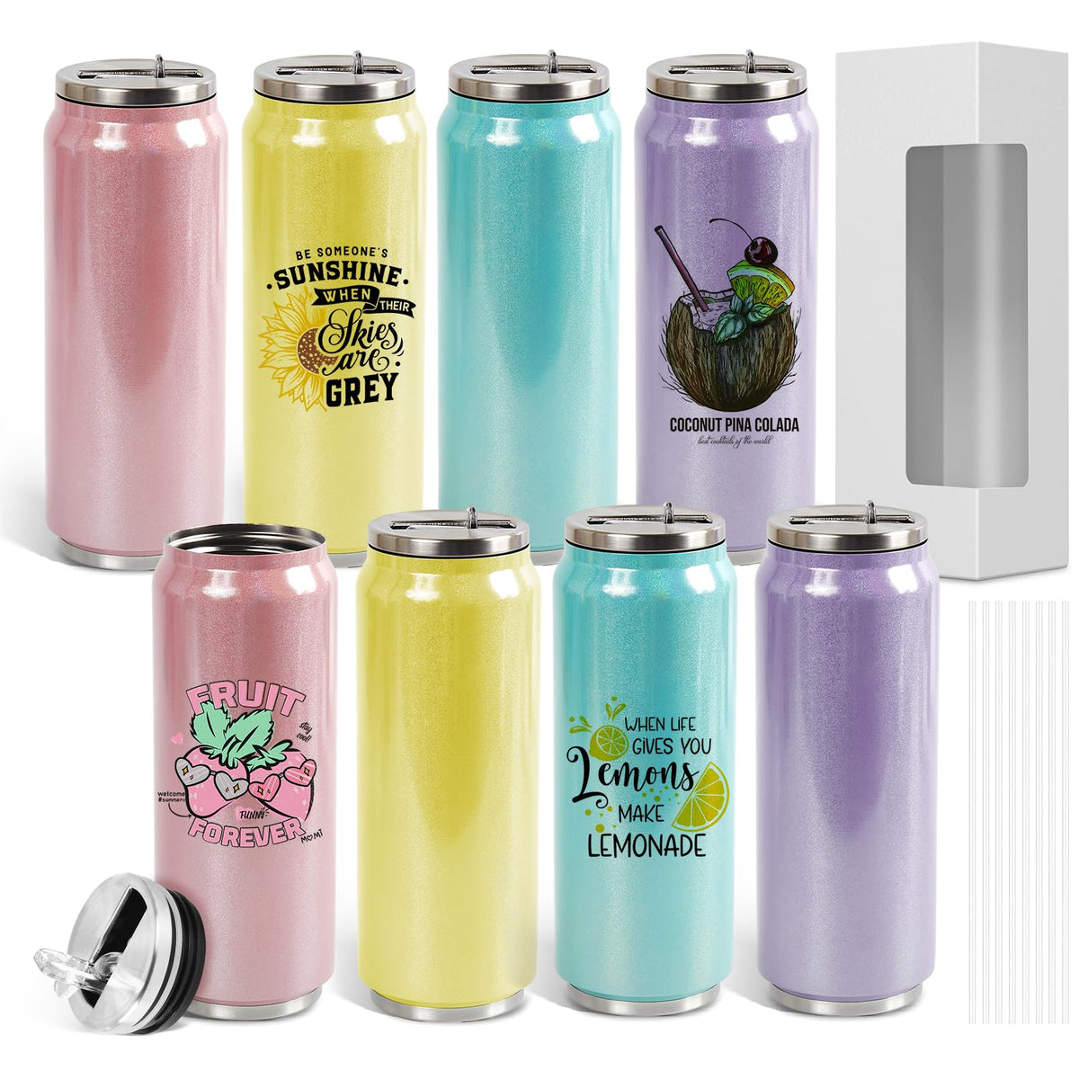 17 oz Sublimation Glitter Tumblers Cans