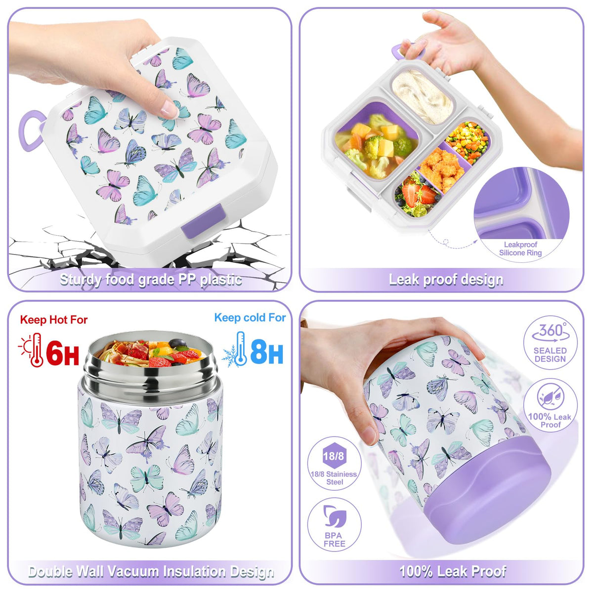 Bento Lunch Box for Kids with 12oz Soup Thermo Leak (6 Count)