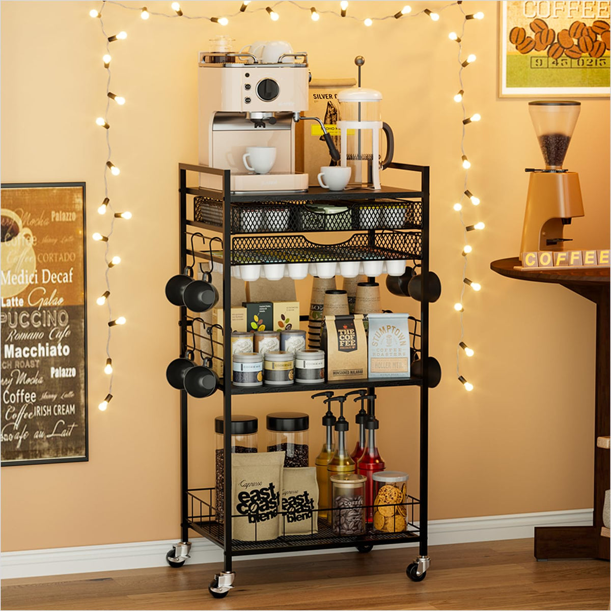 Coffee Bar Station with Storage Drawer (5 Count)