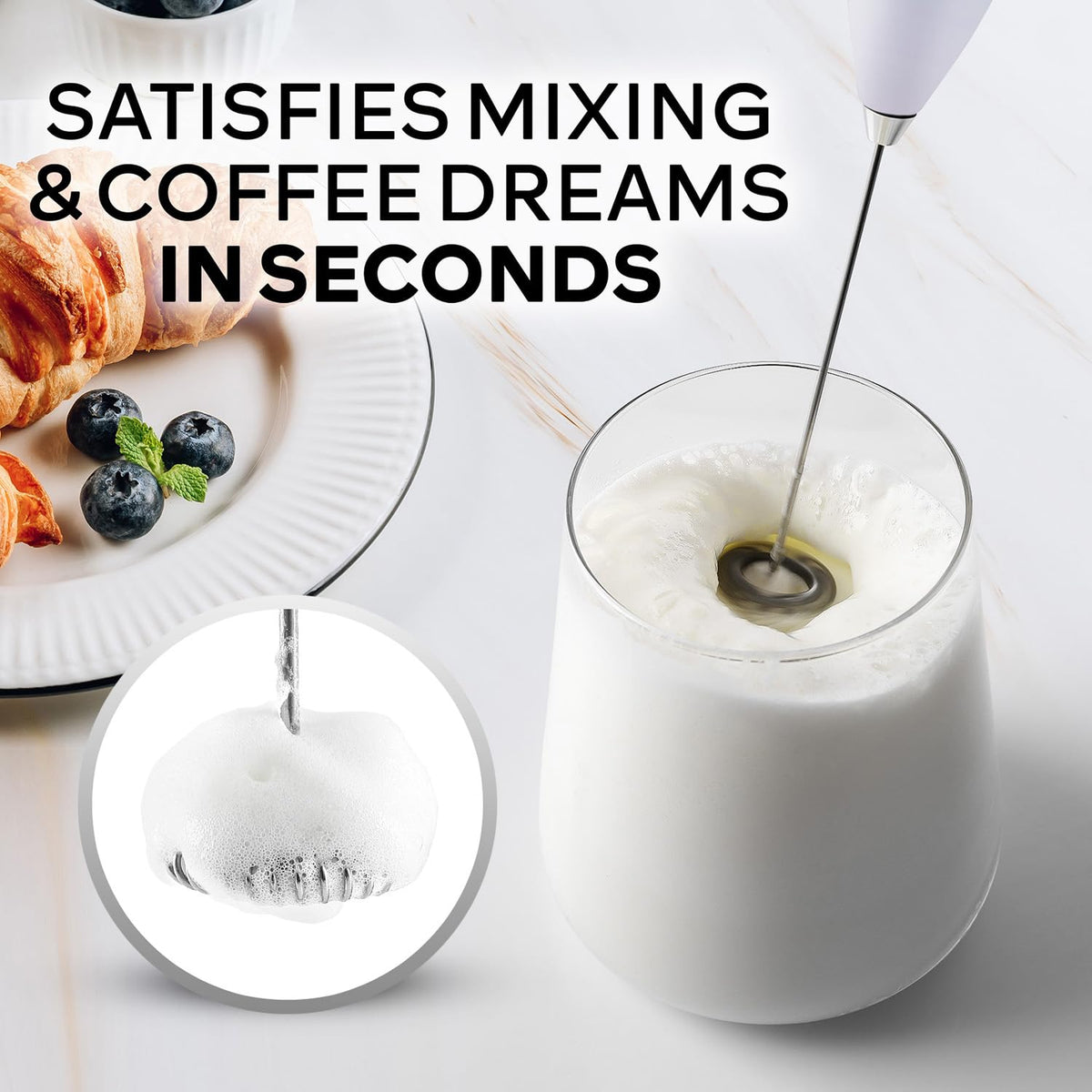 Powerful Milk Frother Wand With Duracell Batteries