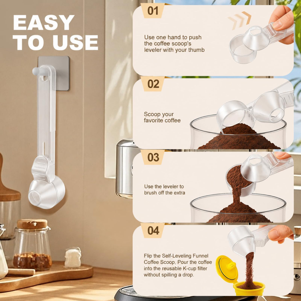 Coffee Scoop with Funnel for Ground Coffee & Protein Powder
