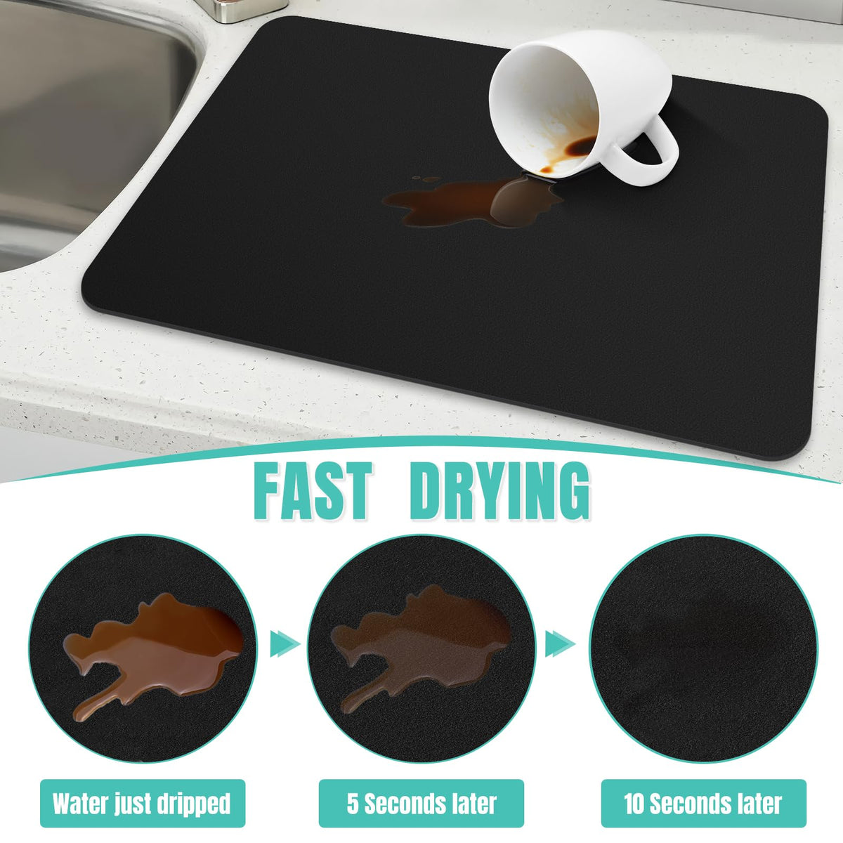 Coffee Mat Super Absorbent Dish Drying Mat Coffee Bar Mat 16"x 24"