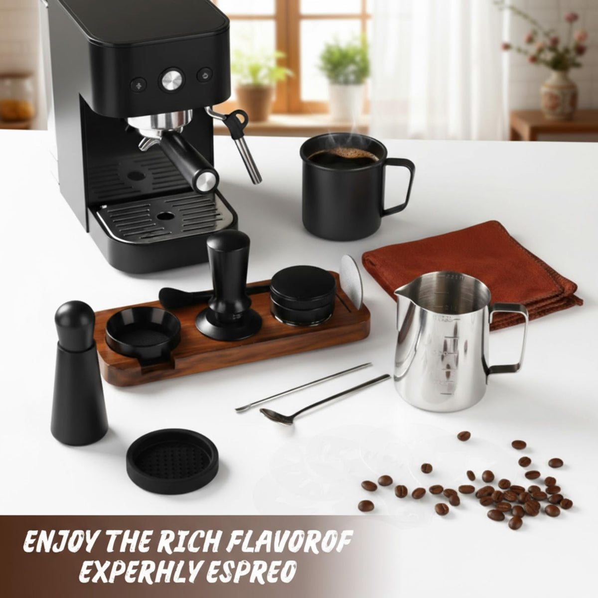 13 Pcs Espresso Accessories Set 51mm Tamper WDT Espresso Distribution TOOL Kit Frothing Pitcher (13 Count)