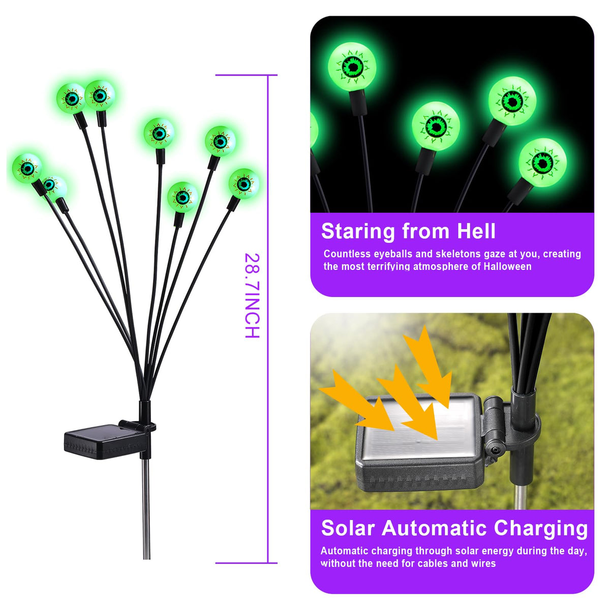 Halloween Decorations Outdoor Solar Scary Eyeball Lights (4 Count)