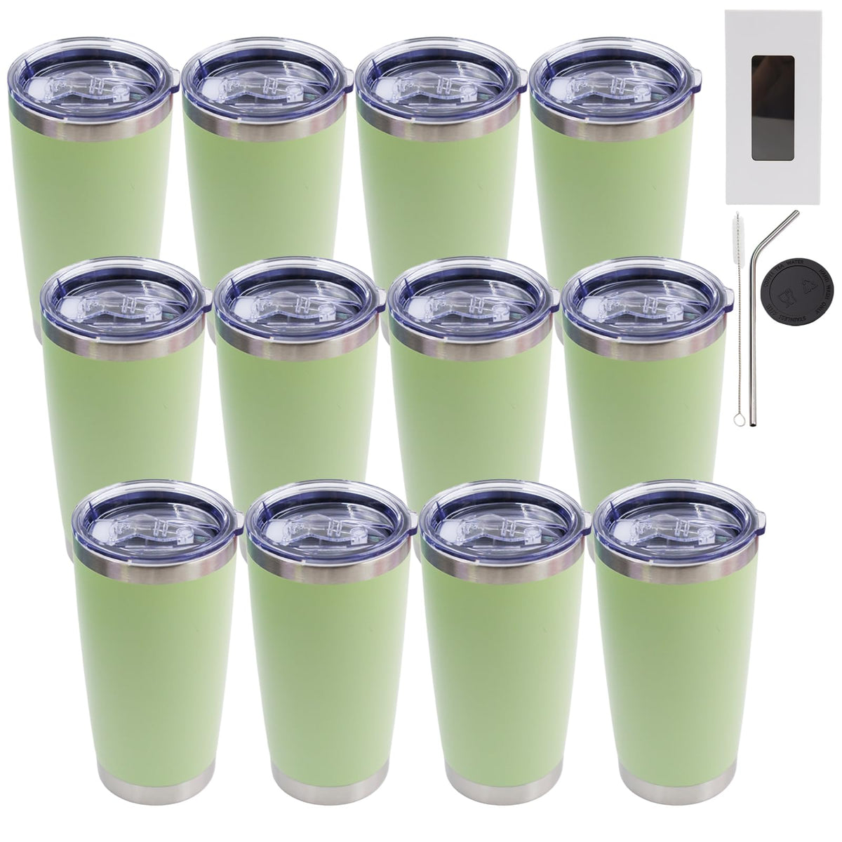 20oz Tumbler with Lid and Straw Stainless Steel Tumbler Cup Bulk Vacuum Insulated Double Wall Travel Coffee Mug Powder Coated Coffee Cup
