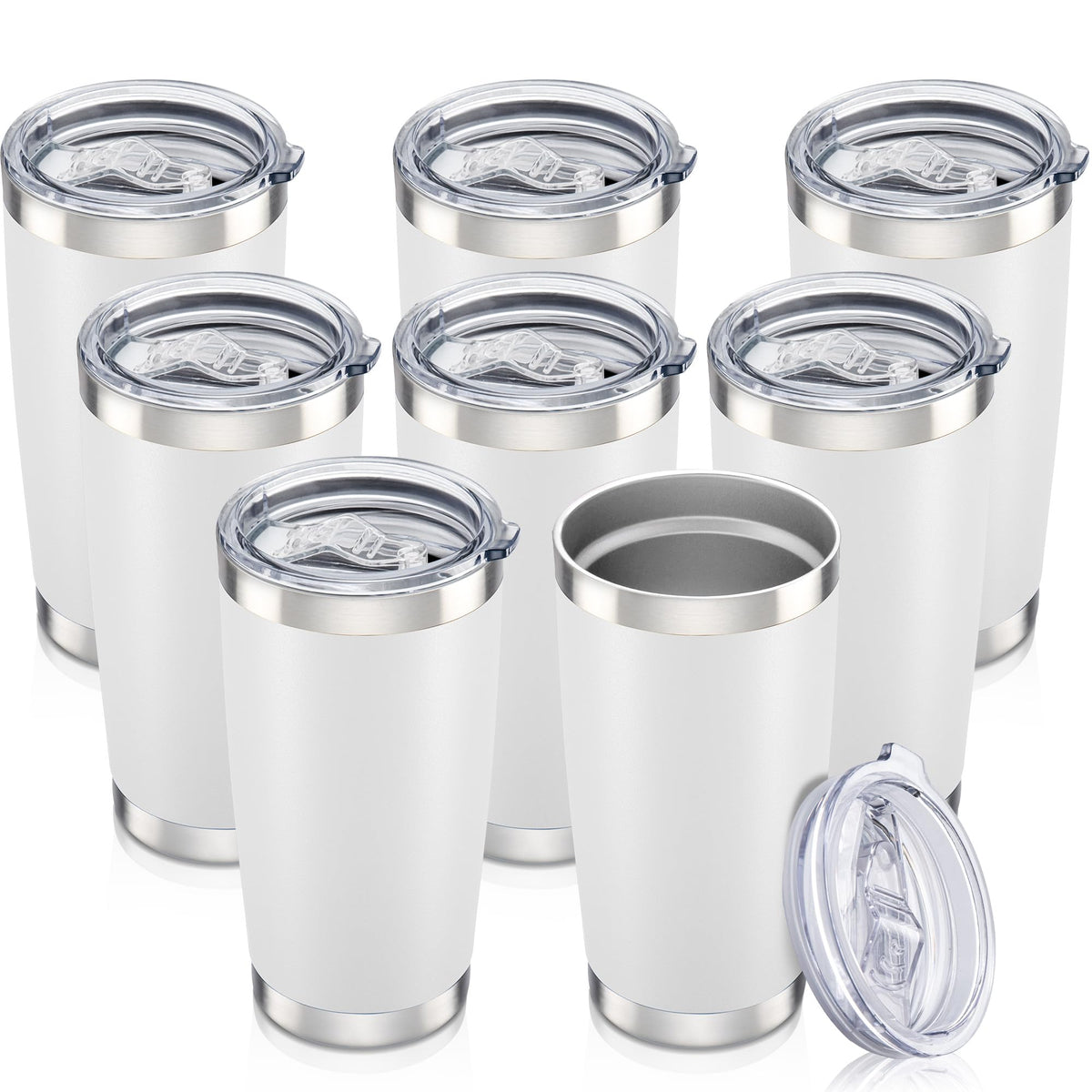 20 oz Tumbler with Lid Stainless Steel Insulated Tumblers Bulk Cups Mug (8 Count)