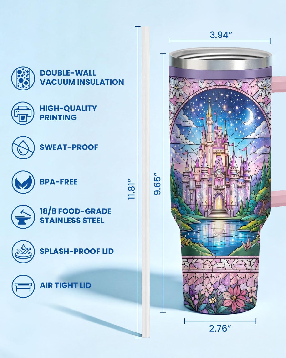 Princess Magical Fairy 40 oz Tumbler with Handle