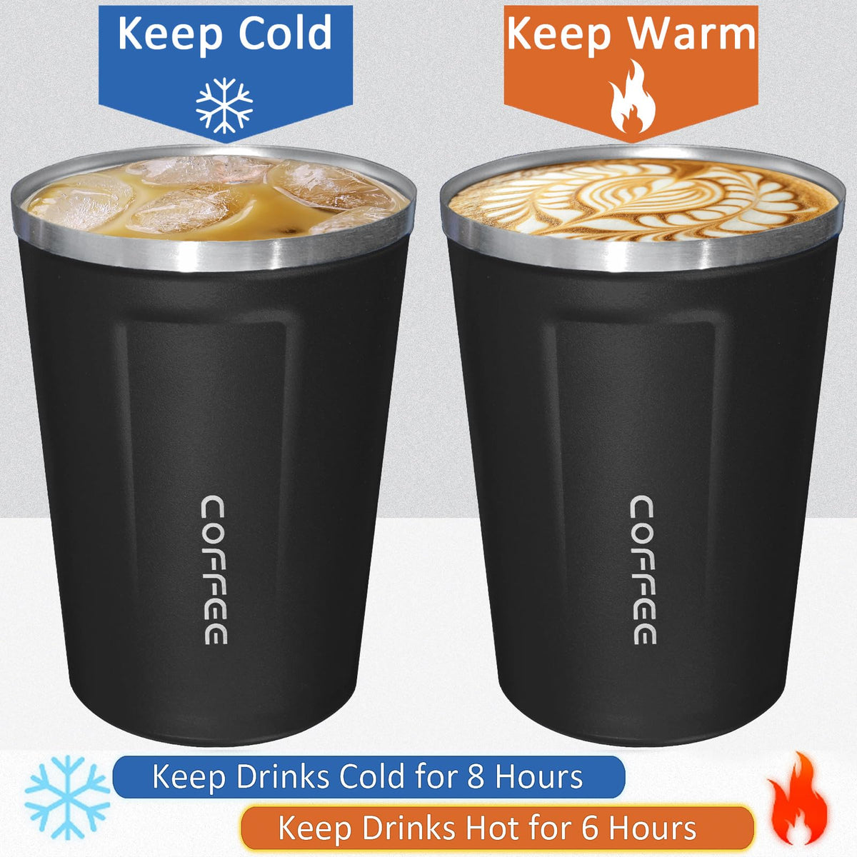 4 Pack Travel Coffee Mug 12oz Insulated Coffee Cup with Lid (4 Count)