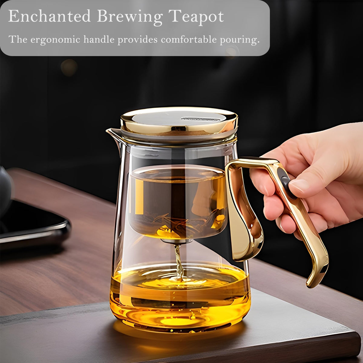 Magnetic Glass Teapot Set with 40.6oz Cast Iron Kettle for Stovetop