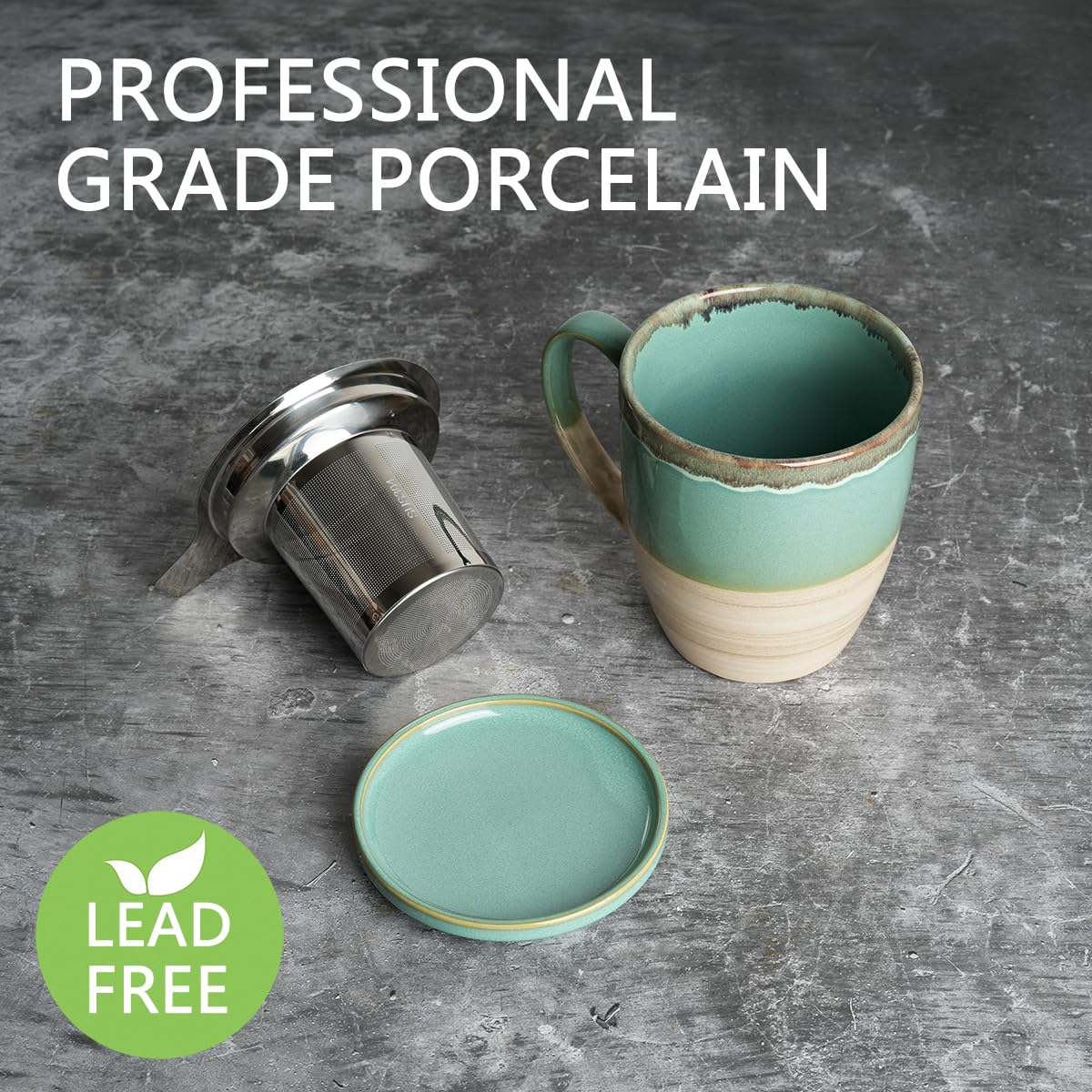 Ceramic Tea Cup with Infuser and Lid