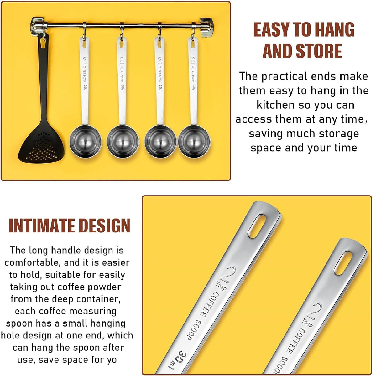 8 Pcs 2 Tablespoon Scoops with Long Handle (8 Count)