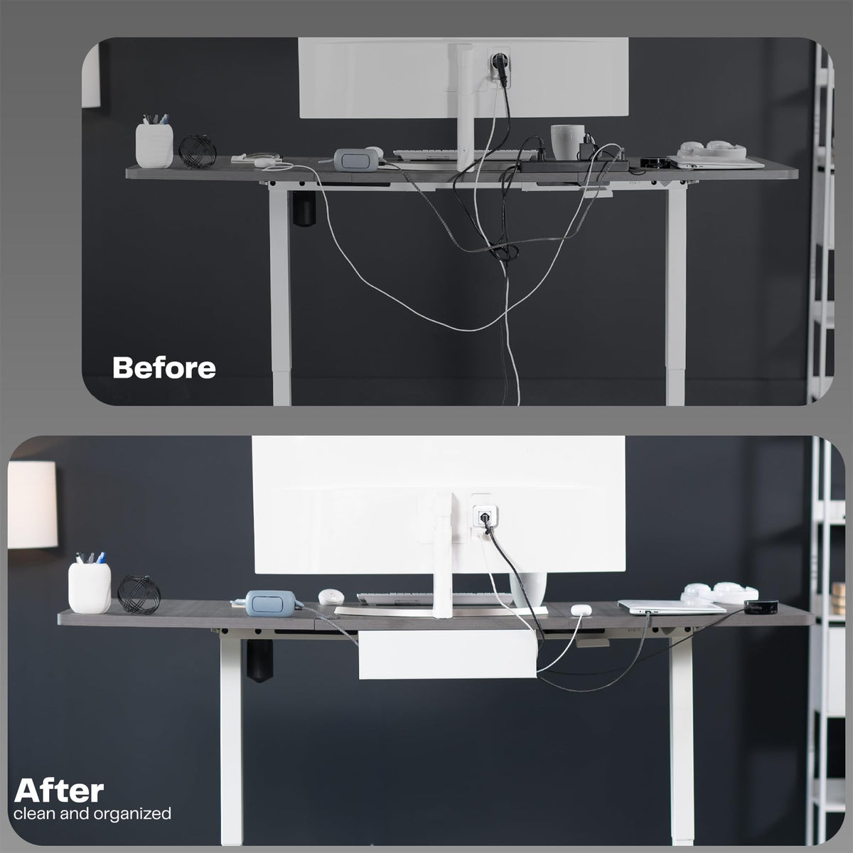 White 17 inch Under Desk Cable Management Tray