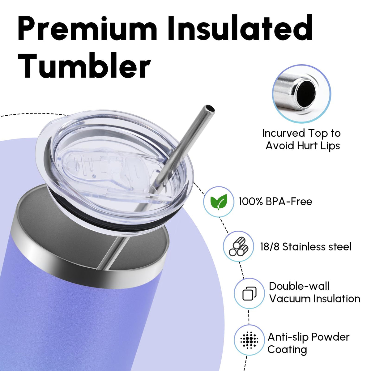 4 Pack Skinny Tumblers with Lid and Straw
