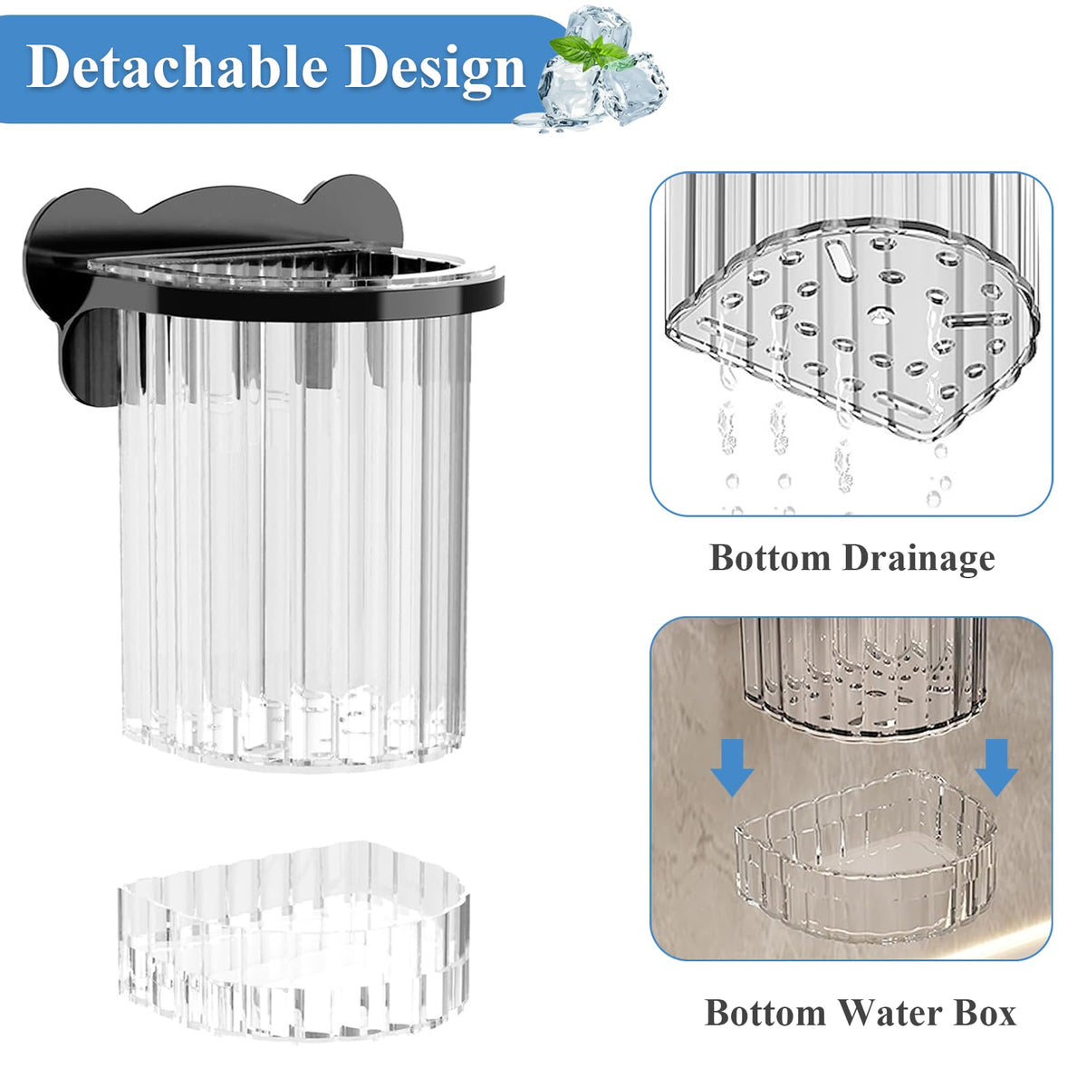 Plastic Ice Scoop with Holder for Freezer Kitchen Countertop Ice Maker