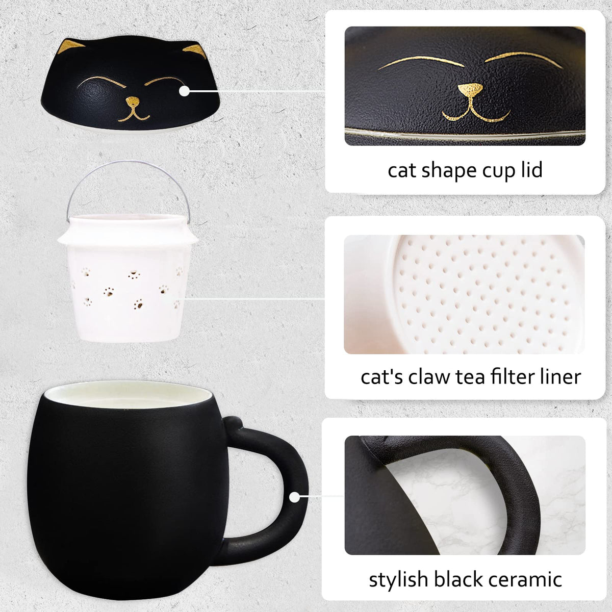 Liywall Ceramic Tea Mug with Infuser and Lid