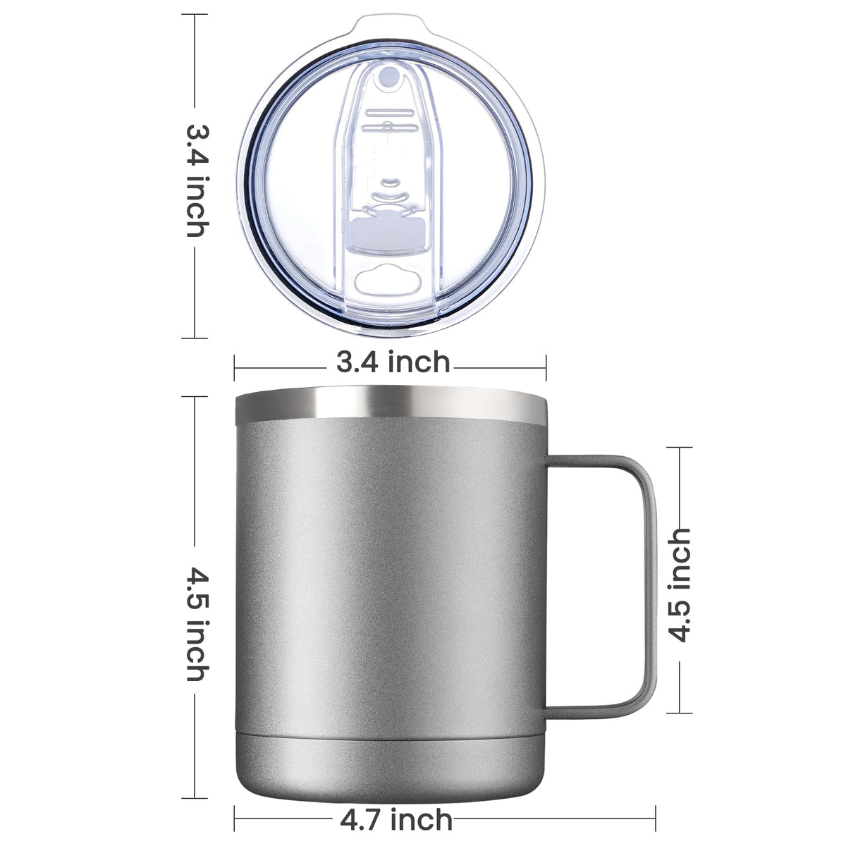 12oz Coffee Mug With Handle 2 Pack Bulk (2 Count)