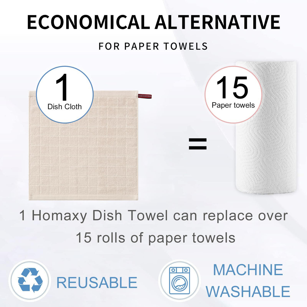 100% Cotton Terry Kitchen Dish Cloths (6 Count)
