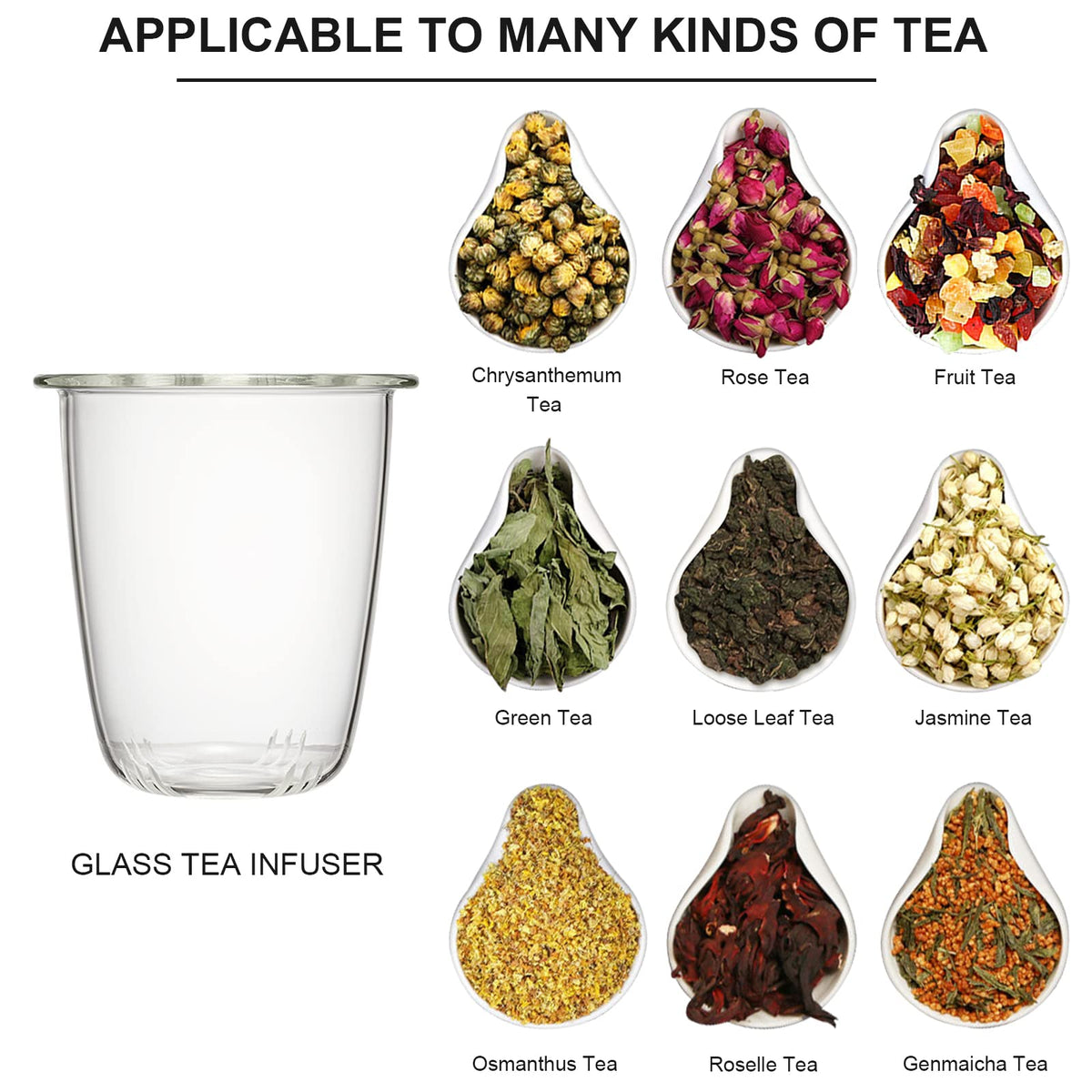 Clear Glass Teacup with Infuser and Lids for Blooming & Loose Leaf