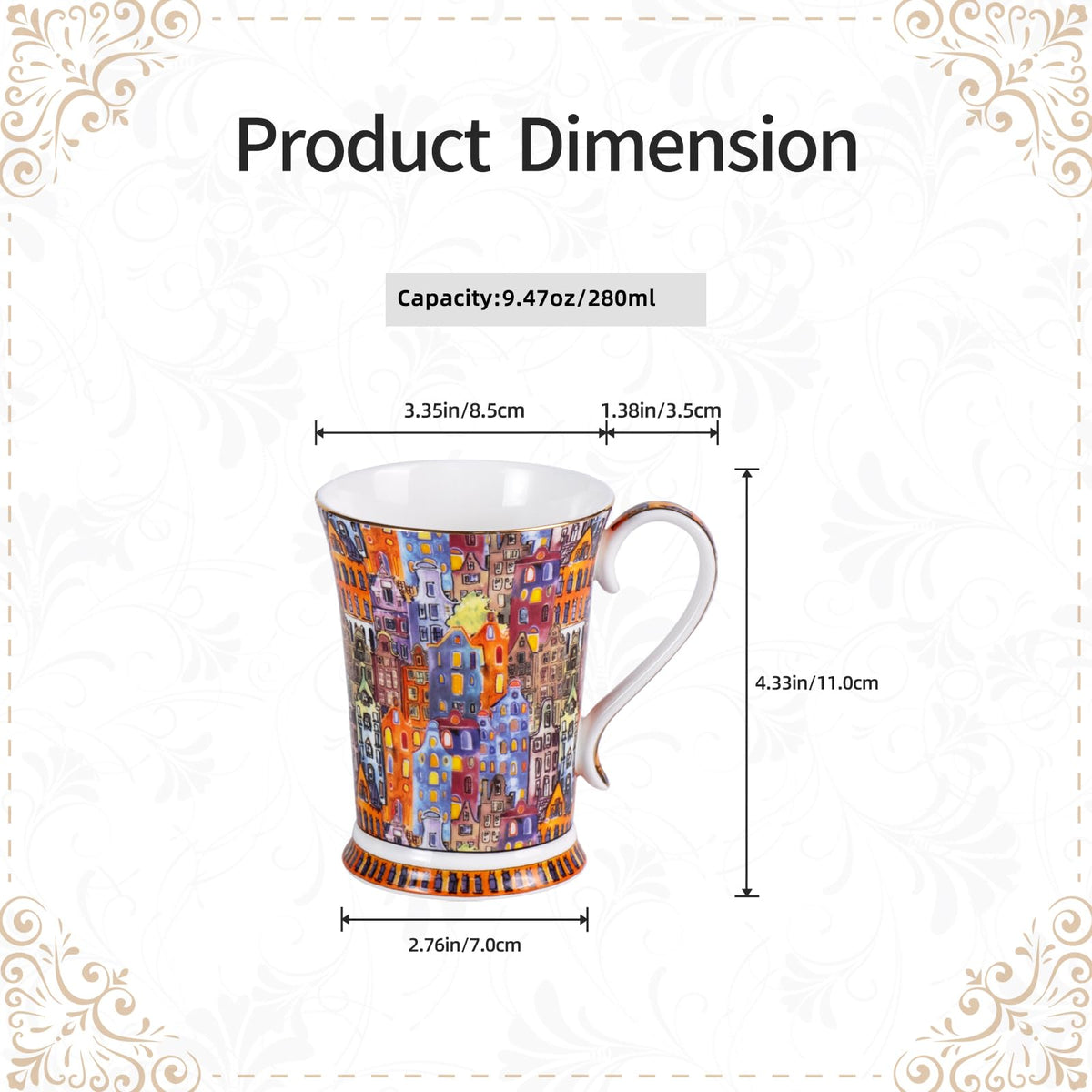 Bone China Coffee Mugs (2 Count)