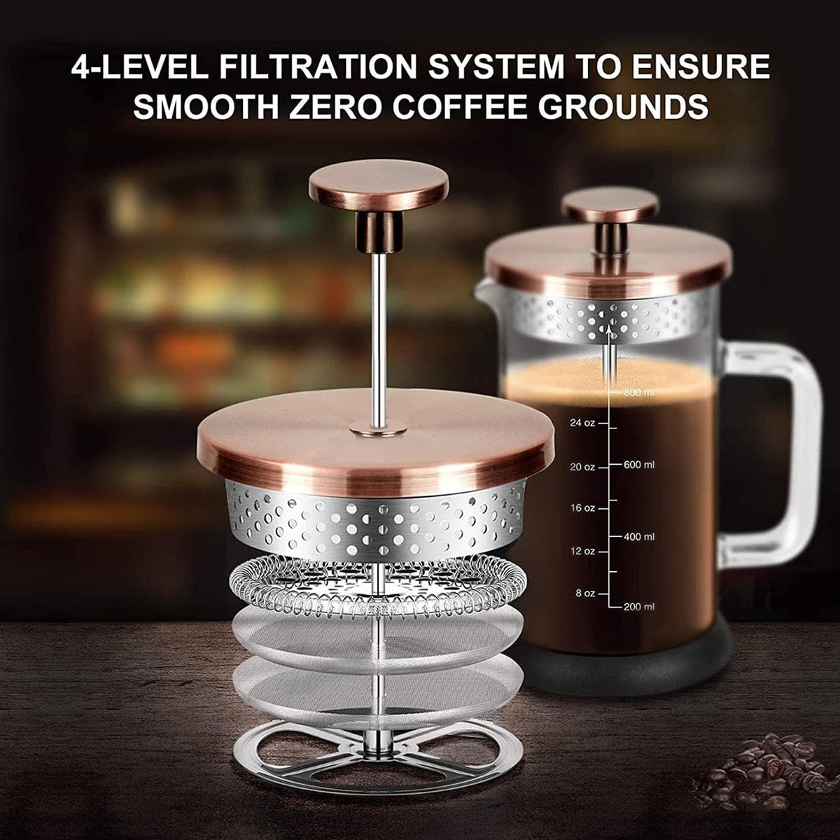 French Press Coffee Maker 34 Ounce Espresso Tea Coffee Maker with 4 Filters System