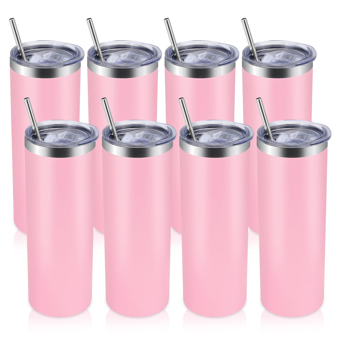 8 Pack Skinny Tumblers with Lid and Straw